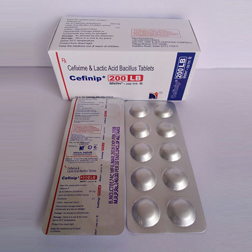 Product Name: Cefnip 200 LB, Compositions of Cefnip 200 LB are Cefixime & Lactic Acid Bacillus Tablets - Nova Indus Pharmaceuticals