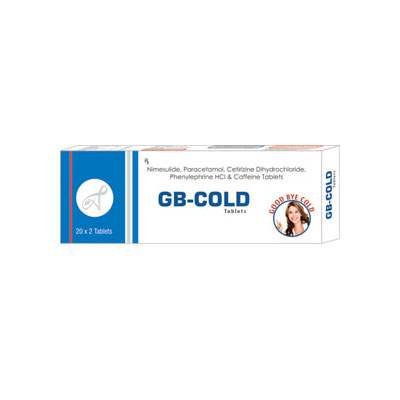 Product Name: Gb gold, Compositions of Gb gold are Nimesulidin, Paracetamol, Cextrizine Dihydrogen, Phenylephrine HCL and Cofferine tablets - SB LIFESCIENCES