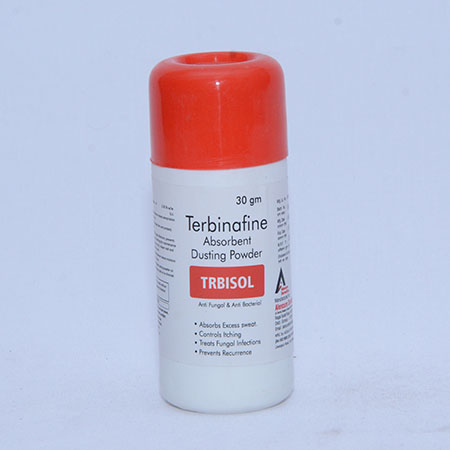 Product Name: TRBISOL, Compositions of TRBISOL are Terbinafine Absorbent Dusting Powder - Alencure Biotech Pvt Ltd