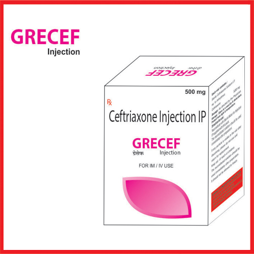 Product Name: Grecef 500, Compositions of Grecef 500 are Ceftriaxone Injection IP - Greef Formulations