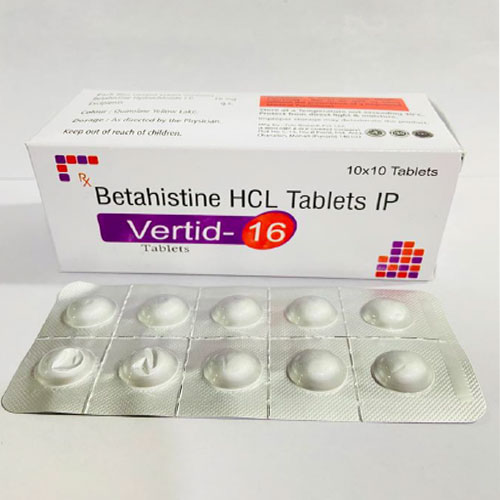 Product Name: Vertid 16, Compositions of Vertid 16 are Betahistine HCL Tablets IP - Disan Pharma