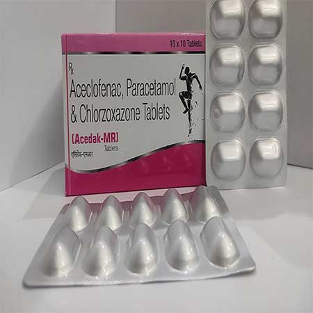 Product Name: Acedak MR, Compositions of Acedak MR are Aceclofenac,Paracetamol & Chlorzoxazone Tablets - Dakgaur Healthcare