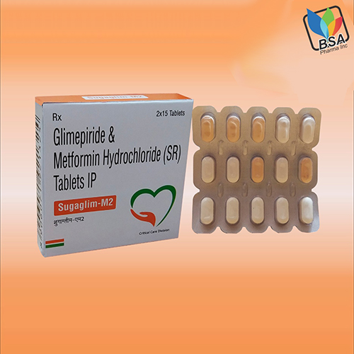 Product Name: Sugaglim M2, Compositions of Sugaglim M2 are Glimepiride & Metformin Hydrochloride (SR) Tablets IP - BSA Pharma Inc