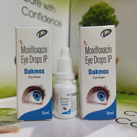 Product Name: Dakmox, Compositions of Dakmox are Moxifloxacin Eye Drops IP - Dakgaur Healthcare