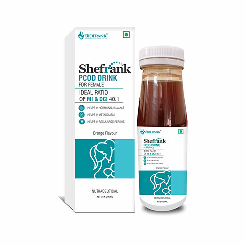 Product Name: Shefrank, Compositions of Shefrank are Pcod Drink for Female - Biofrank Pharmaceuticals (India) Pvt. Ltd