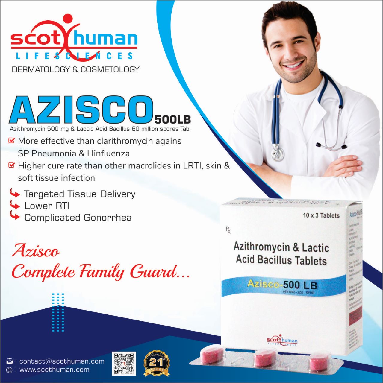 Product Name: Azisco, Compositions of Azisco are Azithromycin & Lactic Acid Tablets - Pharma Drugs and Chemicals