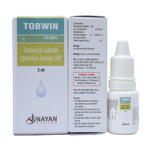 Product Name: Tobwin, Compositions of Tobwin are Tobramycin Sulphate Opthalmic Solution Usp - Arlak Biotech