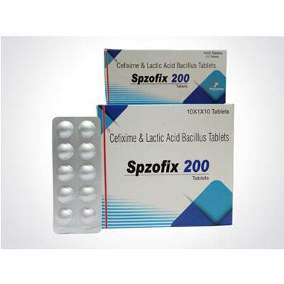 Product Name: SPZOFIX, Compositions of are Cefixime & lactic Acid Bacillius Tablets - Alardius Healthcare