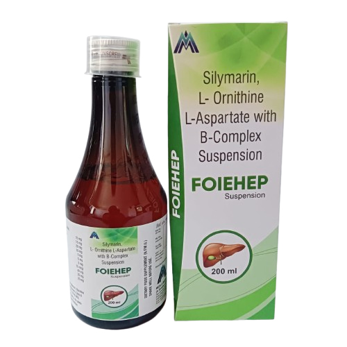 Product Name: FOIEHEP, Compositions of FOIEHEP are Silymarin, L- Ornithine L-Aspartate with B-Complex Suspension - Medlo Biotech