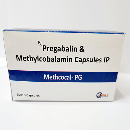 Product Name: Methcocal PG, Compositions of Methcocal PG are Pregabalin & Methylcobalamin Capsules IP - Bkyula Biotech