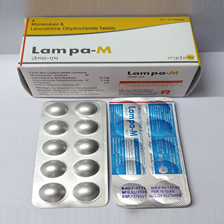 Product Name: Lampa M, Compositions of Lampa M are Montelukast & Levocetirizine Dihydrochloride Tablets - Zegchem