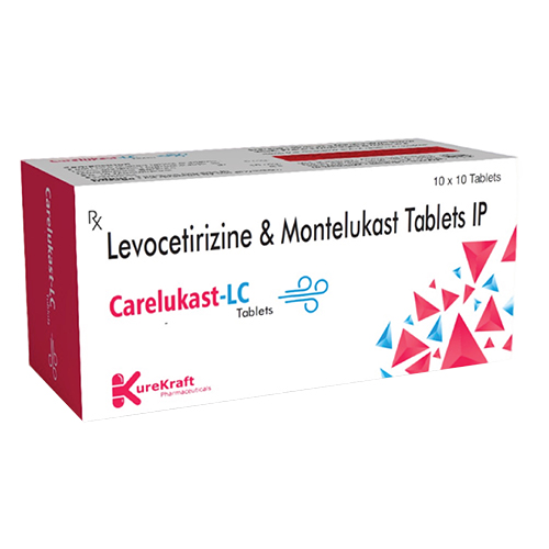 Product Name: CarelukastLC, Compositions of CarelukastLC are Levocetirizine & Montelukast  Tablets IP - KureKraft Pharmaceuticals