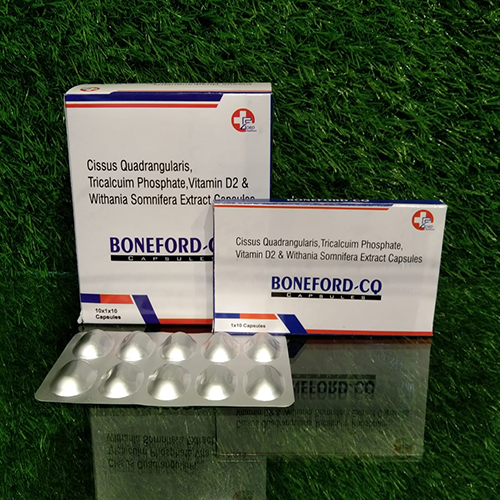 Product Name: Benoford CQ, Compositions of Benoford CQ are Cissus Quadrangularis,Tricalsium Phasphate,Vitamin D2 & Withania Somnifera Extract Capsules - Crossford Healthcare