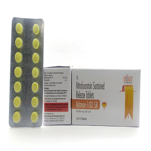 Product Name: Nitmor 100 Sr, Compositions of Nitmor 100 Sr are Nitrofurantoin Sustained Release Tablets - Arlak Biotech