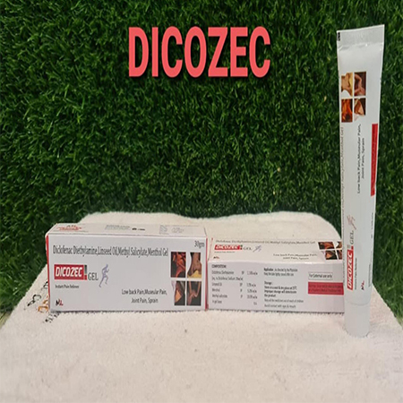 Product Name: Dicozec, Compositions of Dicozec are Diclofenac Diethylamine Linseed Oil Methyl Salicylate Menthol Gel - Access Life Care