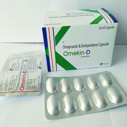 Product Name: Omekin D, Compositions of Omekin D are Omiparazole 20 mg  Domperidone 10 mg - Kinesis Biocare