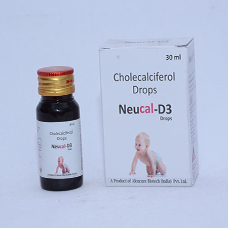 Product Name: NEUCAL D3, Compositions of NEUCAL D3 are Cholecalciferol Drops - Alencure Biotech Pvt Ltd