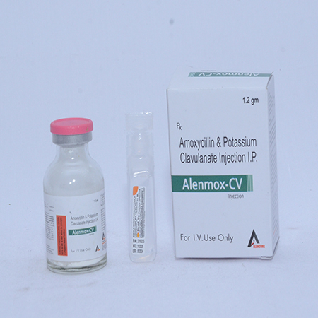 Product Name: ALENMOX CV INJ, Compositions of ALENMOX CV INJ are Amoxycillin & Potassium Clavulanate Injection IP - Alencure Biotech Pvt Ltd