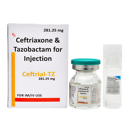 Product Name: CEFTRIAL TZ 281.25, Compositions of CEFTRIAL TZ 281.25 are Ceftriaxone & Tazobactam For Injection - Cista Medicorp