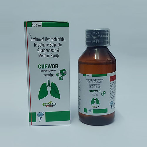 Product Name: Cufwor, Compositions of Cufwor are Ambroxal Hydrochloride,Terbutaline Sulphate,Guiphenesin & Menthol Syrup - WHC World Healthcare