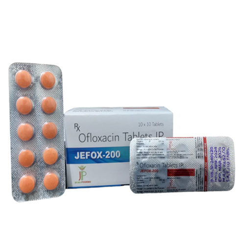 Product Name: Jefox 200, Compositions of Jefox 200 are Ofloxacin Tablets IP - Jecks Pharma