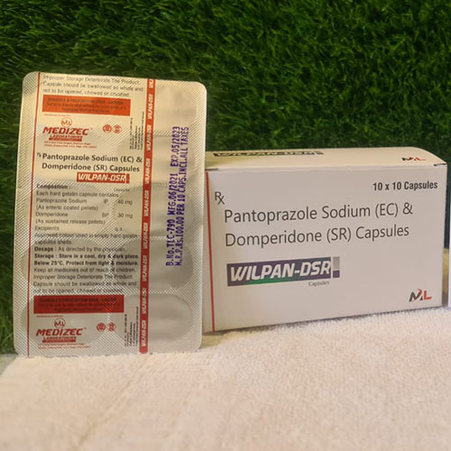 Product Name: Wilpan DSR, Compositions of Wilpan DSR are Pantoprazole Sodium (EC) & Domperidone  (SR) Capsules - Medizec Laboratories