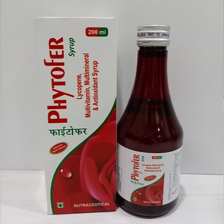 Product Name: Phytofer, Compositions of Phytofer are Lycopene,Multivitamin, Multiminerals & Antioxidants Syrups - Soinsvie Pharmacia Pvt. Ltd