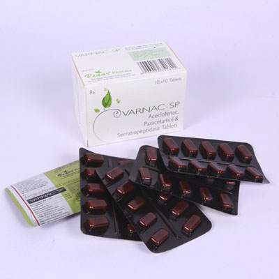 Product Name: Varnac sp, Compositions of Varnac sp are Aceclofence and Paracetamol Tablets - Bluewaterresearch