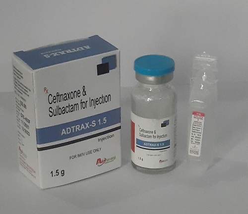 Product Name: Aidtrax S 1.5, Compositions of Aidtrax S 1.5 are Ceftriaxone & sulbactom For Injection - Aidway Biotech