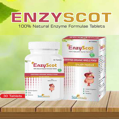 Product Name: Enzyscot, Compositions of Enzyscot are 100% Natural Enzyme Formulas Tablets - Pharma Drugs and Chemicals