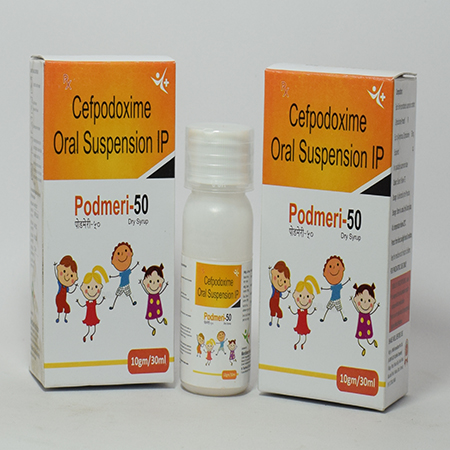 Product Name: Podmeri 50, Compositions of Podmeri 50 are Cefpodoxime Oral suspension IP  - Meridiem Healthcare