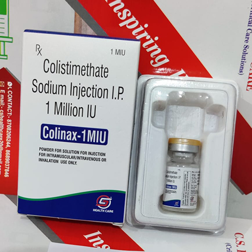 Product Name: COLINAX 1MIU, Compositions of COLINAX 1MIU are Colistimethate Sodium Injection I.P 1 Million IU - C.S Healthcare