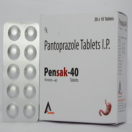Product Name: PENSAK 40, Compositions of PENSAK 40 are Pantoprazole Tablets IP - Alencure Biotech Pvt Ltd