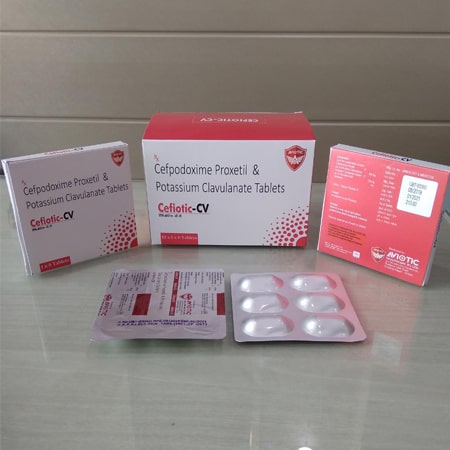 Product Name: Cefiotic CV, Compositions of Cefiotic CV are Cefpodoxime Proxetil & Potassium Clavulanate Tablets - Aviotic Healthcare Pvt. Ltd
