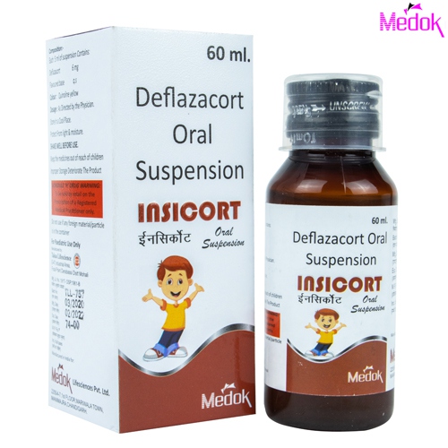 Product Name: Insicort, Compositions of Insicort are Deflazacort oral suspension - Medok Life Sciences Pvt. Ltd