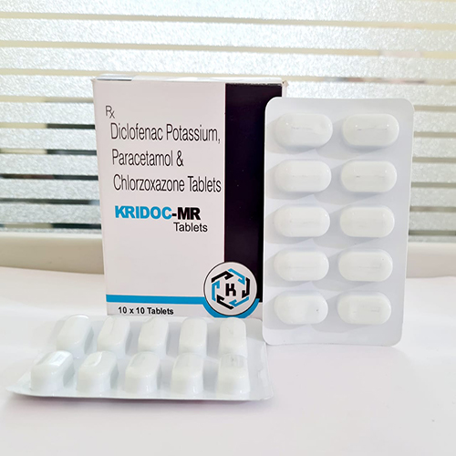 Product Name: Kridoc MR, Compositions of Kridoc MR are Diclofenac Potassium, Paracetamol & Chlorzoxazone Tablets - Kriti Lifesciences