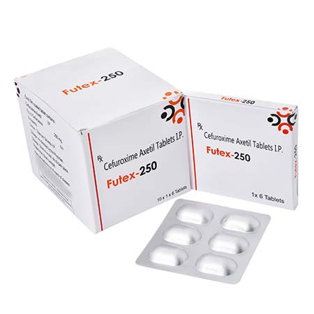 Product Name: FUTEX 250, Compositions of FUTEX 250 are Cefuroxime Axetil Tablets IP - Cista Medicorp
