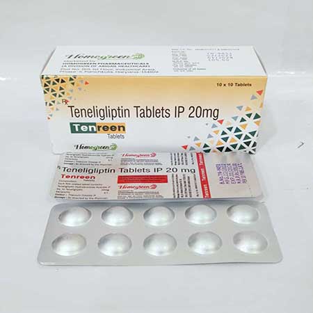 Product Name: Tenreen, Compositions of Tenreen are Teneligliptin Tablets IP 20mg - Abigail Healthcare