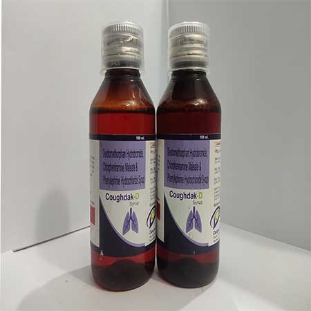 Product Name: Caughdak D, Compositions of Caughdak D are Dextromethorphan Hydrobromide & Chlorpheniramine Maleate  Phenylephrin Hydrochloride & Syrup - Dakgaur Healthcare