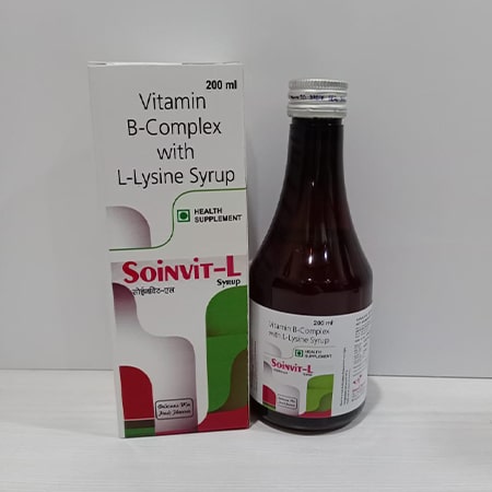 Product Name: Soinvit L, Compositions of Soinvit L are Vitamin B-Complex with L-Lysine Syrup - Soinsvie Pharmacia Pvt. Ltd