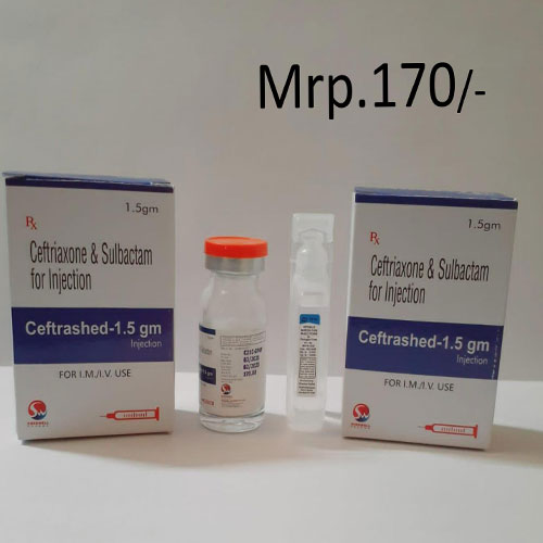 Product Name: Ceftrashed, Compositions of Ceftrashed are ceftriaxone & Sulbactam - Shedwell Pharma Private Limited