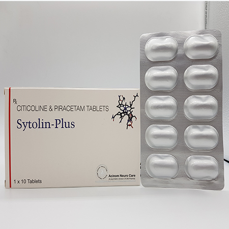 Product Name: Sytolin Plus, Compositions of Sytolin Plus are Citicoline and Piracetam Tablets - Acinom Healthcare
