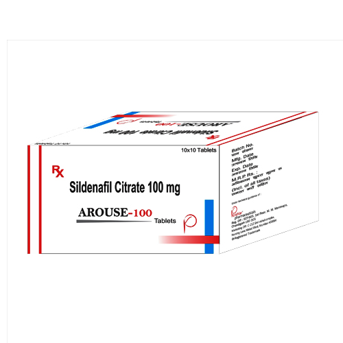Product Name: Arouse 100, Compositions of Arouse 100 are Sildenafil Citrate 100mg - Krishlar Pharmaceutical