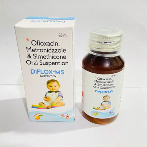 Product Name: Diflox MS, Compositions of Diflox MS are Ofloxacin, Metronidazole and Simethicone Oral Suspension - Disan Pharma