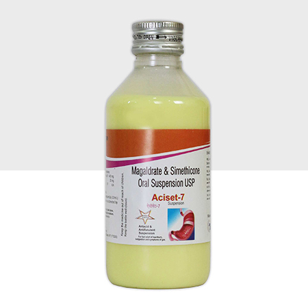 Product Name: ACISET 7, Compositions of ACISET 7 are Magaldrate & Simethicone Oral Suspension USP - Mediquest Inc