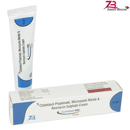 Product Name: Zumlobel NM, Compositions of Zumlobel NM are Clobetasol Propionate,Miconazole Nitrate & Neomycin Sulphate Cream - Zumax Biocare