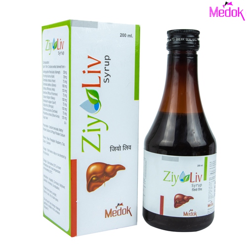Product Name: Ziy Liv syrup, Compositions of Ziy Liv syrup are Tricholine Citrate Sorbitol  - Medok Life Sciences Pvt. Ltd