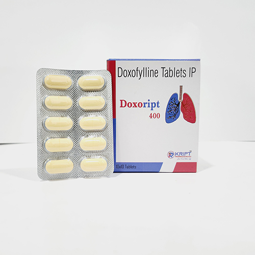 Product Name: DOXORIPT 400, Compositions of DOXORIPT 400 are Doxofylline Tablets IP - Kript Pharmaceuticals