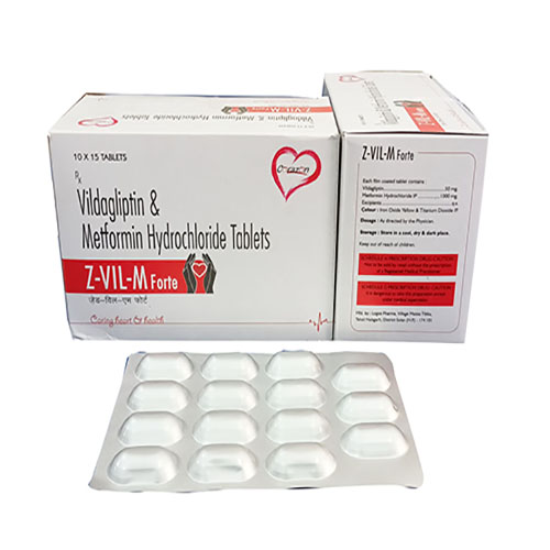 Product Name: Z Vil M Forte, Compositions of Z Vil M Forte are Vildagliptin &  Metformin Hydrochloride Tablets - Arlak Biotech