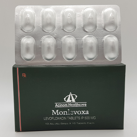 Product Name: Monlevoxa, Compositions of Monlevoxa are Levofloxacin Tablets IP  - Acinom Healthcare